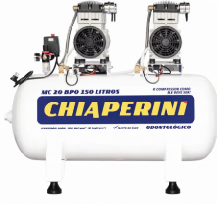 Motocompressor odontológico 20 pcm 150 litros sem óleo – Chiaperini MC 20 BPO RV 150 L