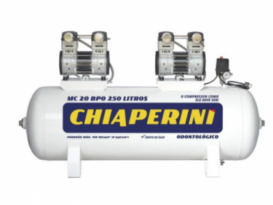 Motocompressor odontológico 20 pcm 250 litros sem óleo – Chiaperini MC 20 BPO RV 250 L